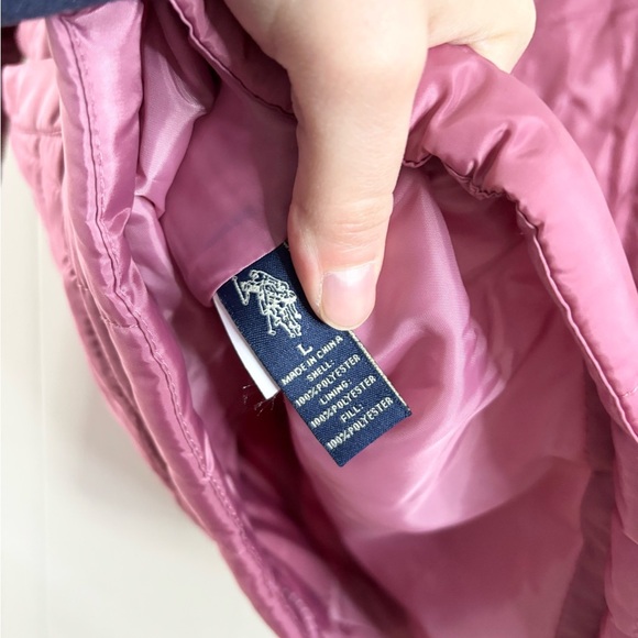 U.S. Polo Assn. Wave Quilt Cozy Jacket Oxford Rose LG women’s new hooded fuzzy - Picture 7 of 8
